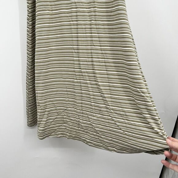 Womens Green Striped Maxi Tank Shirt Dress M Beach Vacation Cruise Summer - Picture 3 of 12